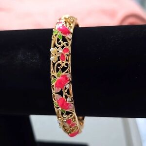 Stainless steel expandable gold plated bangle